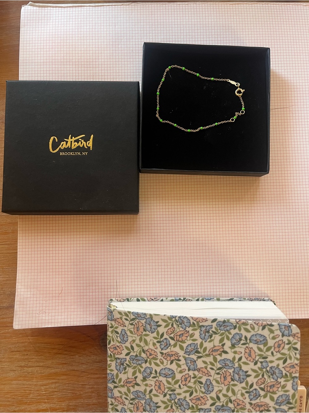 Catbird 14k Gold Candy Chain Bracelet - slime green